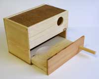 This one of the kinds of nestbox i use,  its ideal for peachfaced.